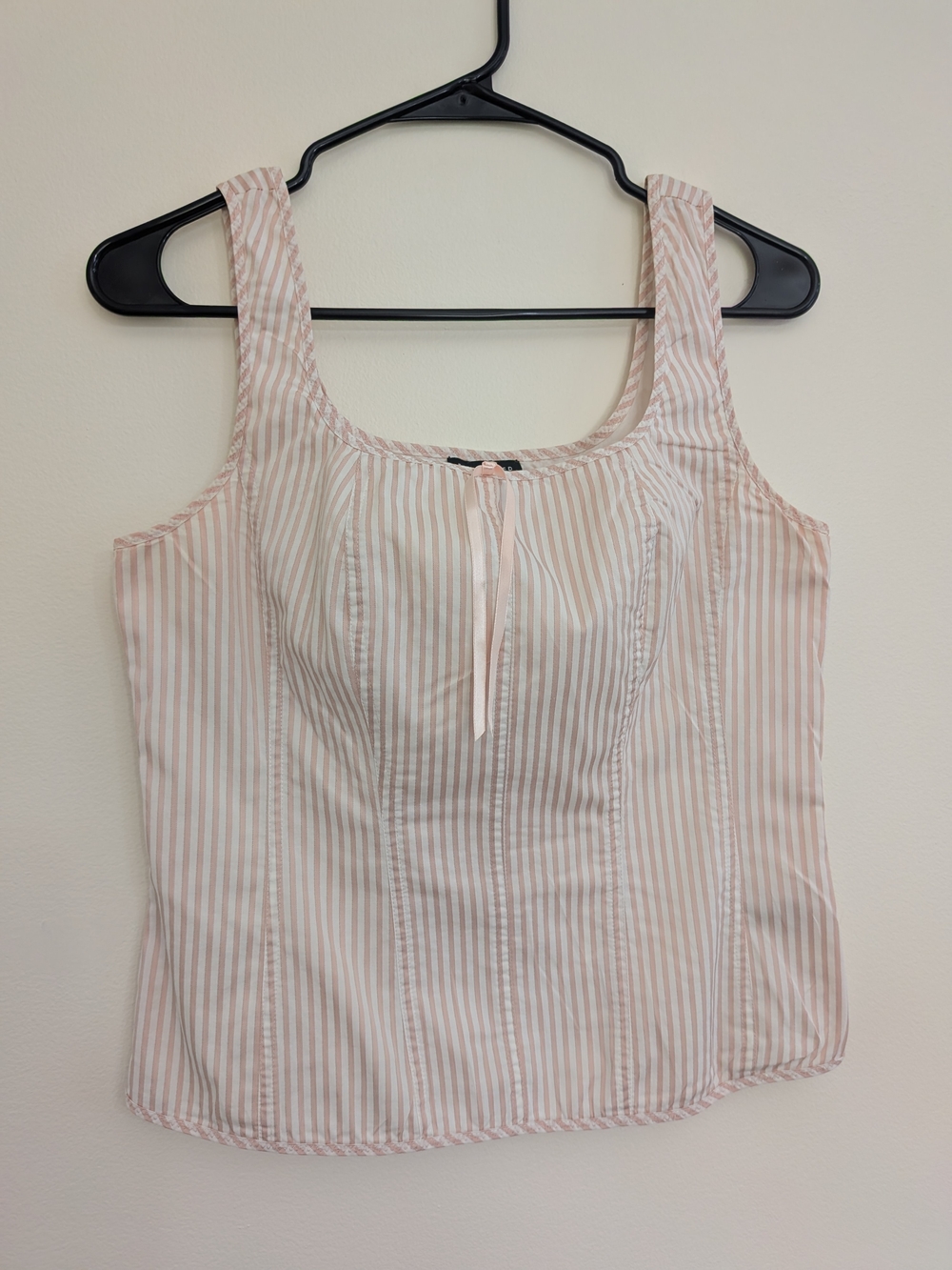 The Limited Pink and White Striped Corset -Style Tank Top with Front Bow